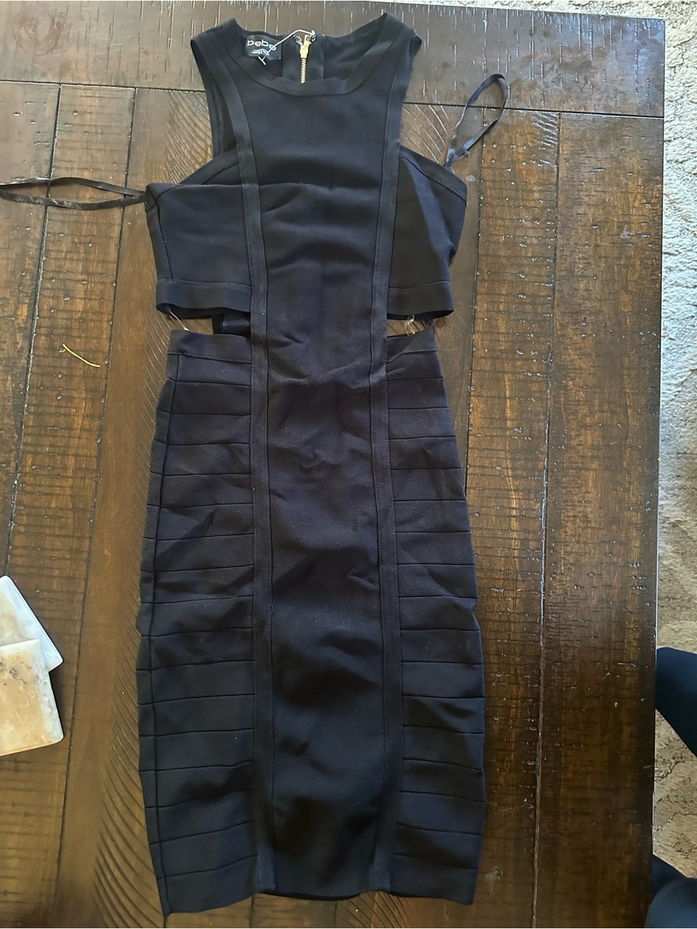 bebe Black Cutout Bodycon Midi Dress